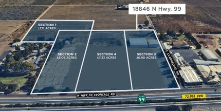 18846 N Highway 99, Acampo, CA - aerial  map view