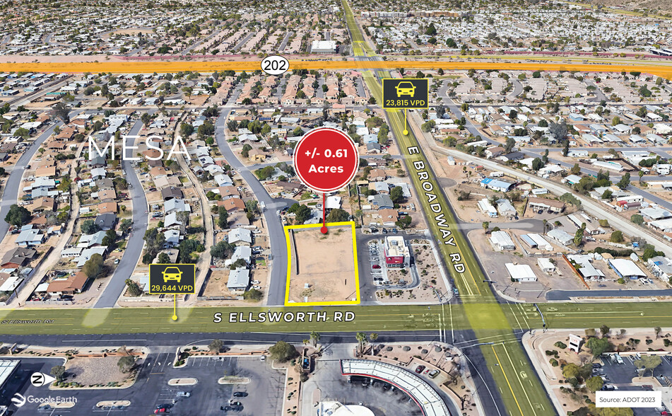 SWC Ellsworth & Broadway, Mesa, AZ for lease - Aerial - Image 3 of 3