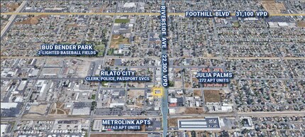 105 W Rialto Ave, Rialto, CA - Aerial  map view