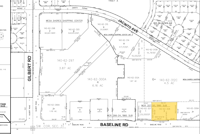 2252 E Baseline Rd, Mesa, AZ for lease - Plat Map - Image 3 of 6