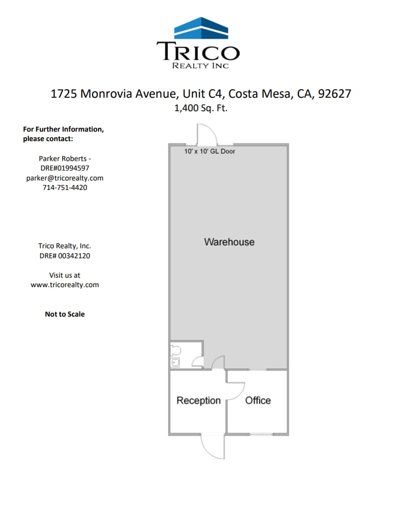 1725 Monrovia Ave, Costa Mesa, CA for lease Floor Plan- Image 1 of 1