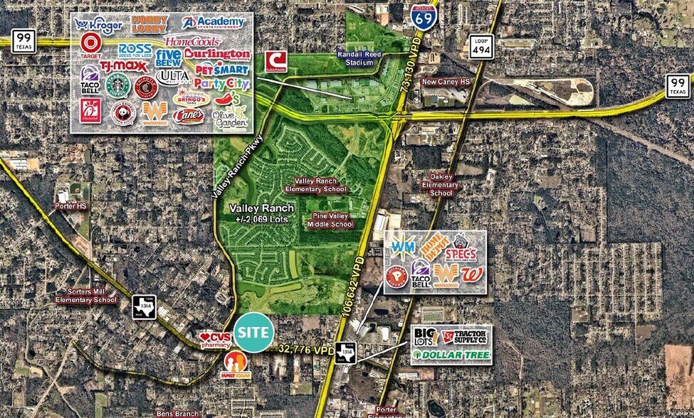 Valley Ranch Pkwy and FM 1314 Rd., Porter, TX for sale - Aerial - Image 2 of 2