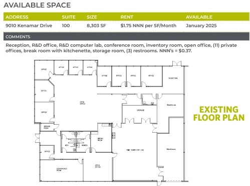 9040 Kenamar Dr, San Diego, CA for lease Floor Plan- Image 1 of 2