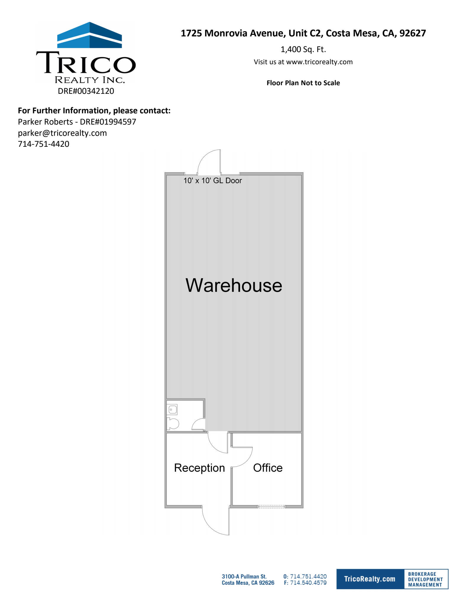 1725 Monrovia Ave, Costa Mesa, CA for lease Floor Plan- Image 1 of 1