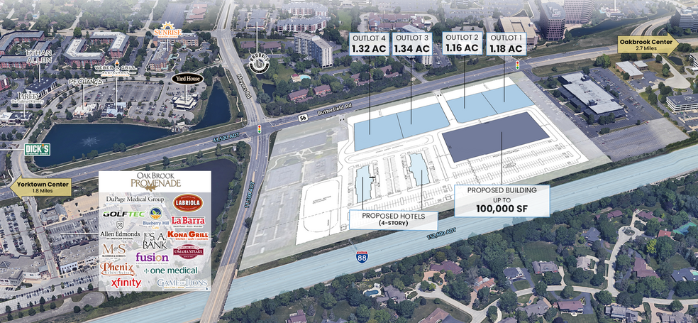 SEC Butterfield Rd and Meyer Rd, Oak Brook, IL for lease - Aerial - Image 1 of 2