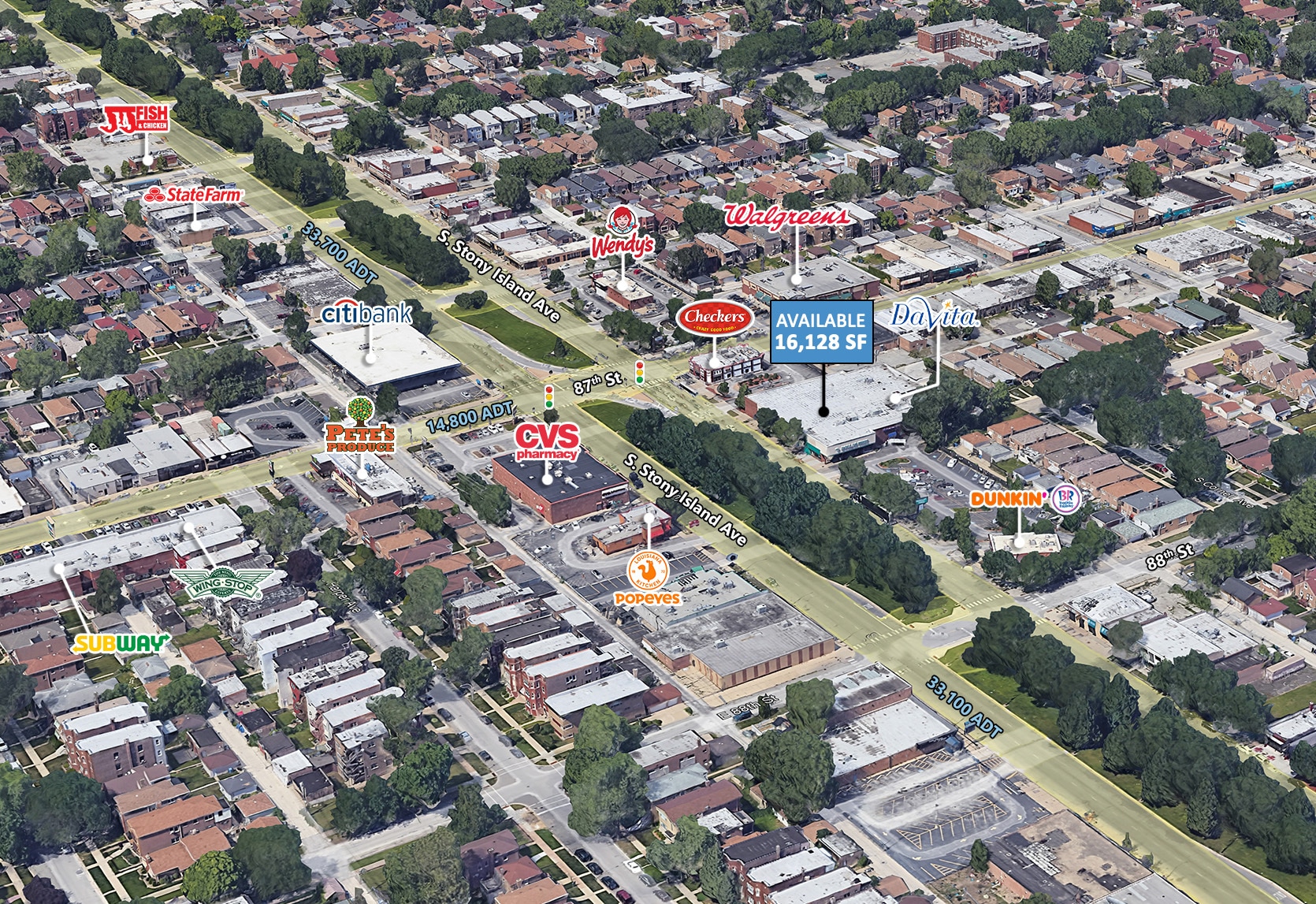 8721 S Stoney Island Ave, Chicago, IL for lease Aerial- Image 1 of 7