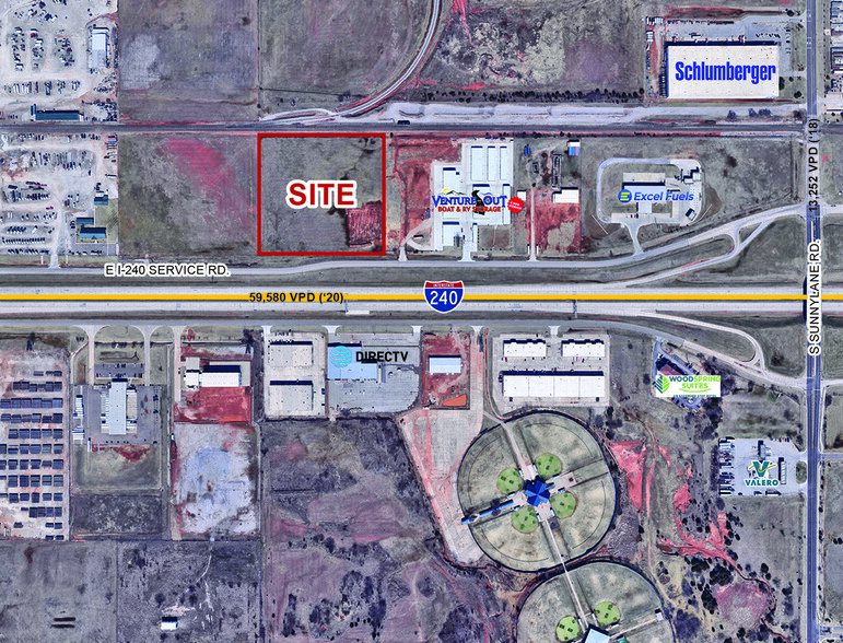 S Sunnylane Rd & Interstate 240 Service Rd, Oklahoma City, OK for sale - Aerial - Image 1 of 6