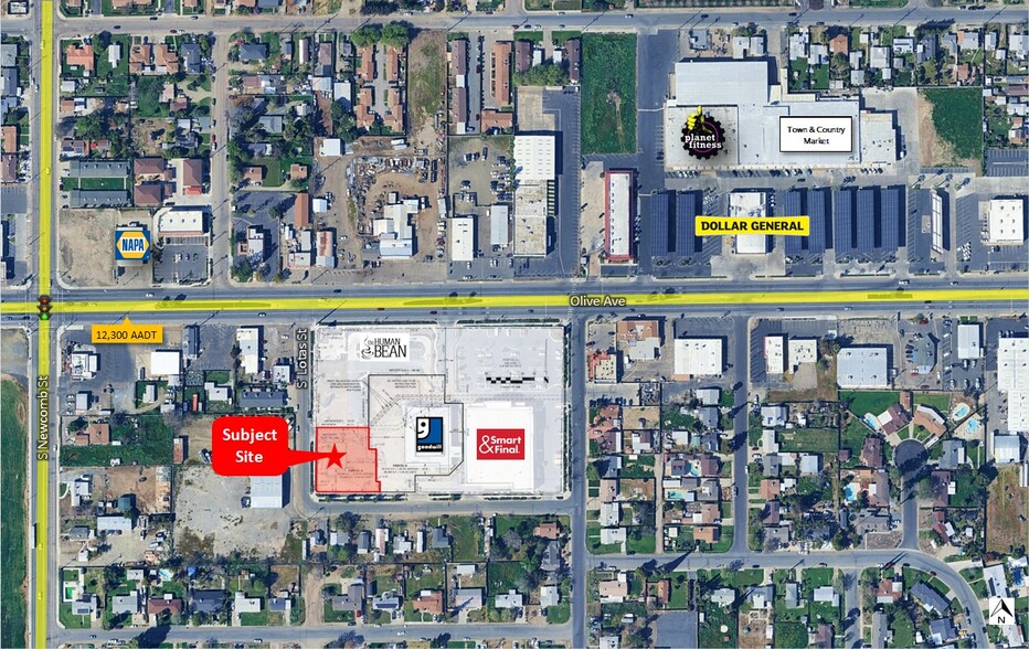 Sec Olive Ave. & S Lotas St., Porterville, CA for sale - Aerial - Image 1 of 5