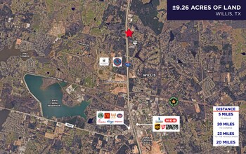 East side of I-45, on SH 75, Willis, TX - AERIAL  map view - Image1