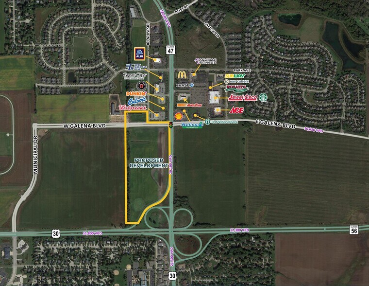 SWC Route 47 & Galena Blvd, Sugar Grove, IL for sale - Aerial - Image 2 of 2