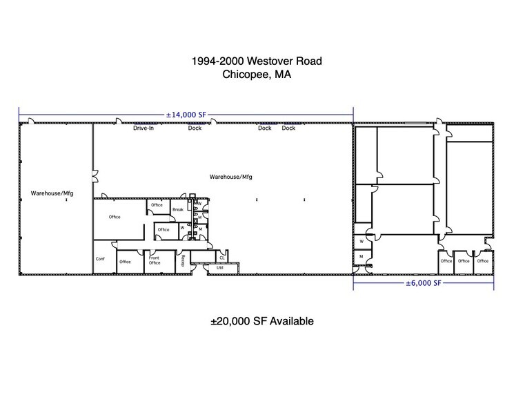 1994 Westover Rd, Chicopee, MA for lease - Floor Plan - Image 2 of 3
