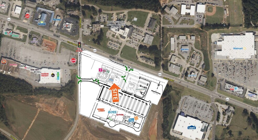 1327-1333 US-231, Troy, AL for lease - Aerial - Image 2 of 3