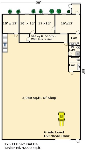 12601-12633 Universal Dr, Taylor, MI for lease - Floor Plan - Image 2 of 14