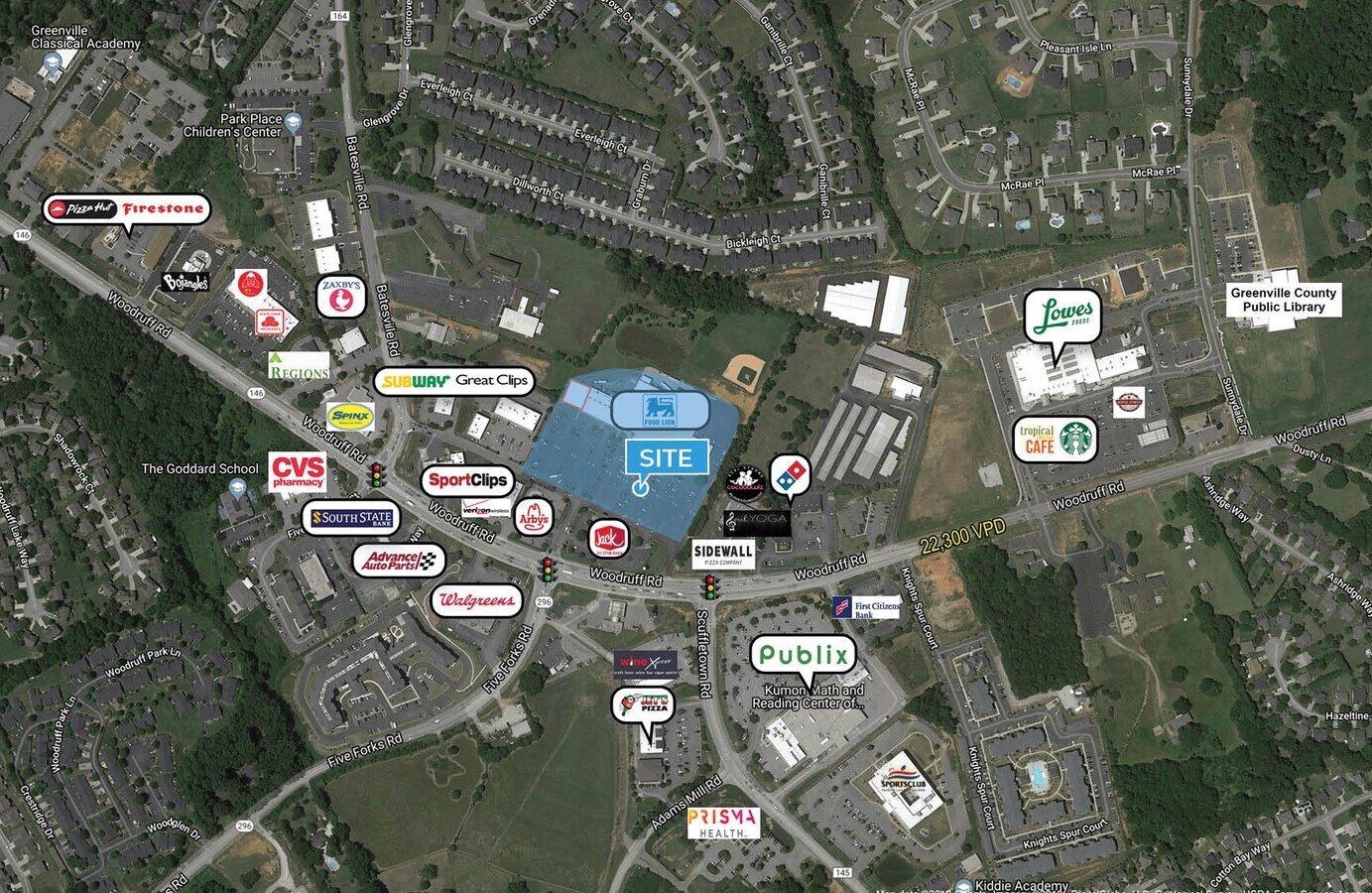 2607 Woodruff Rd, Simpsonville, SC 29681 Five Forks Plaza