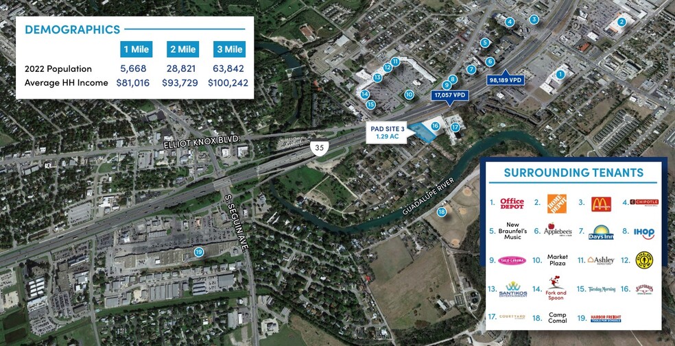 I-35 East Frontage Pad Sites, New Braunfels, TX for lease - Aerial - Image 2 of 3