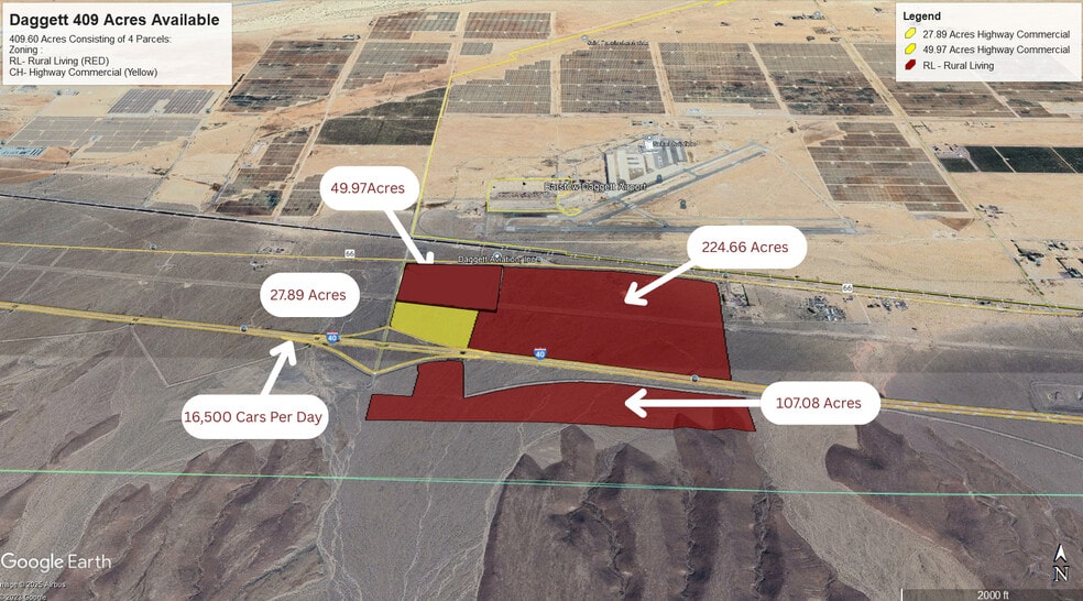 Interstate 40 and Hidden Springs Road -, Daggett, CA for sale - Aerial - Image 2 of 4