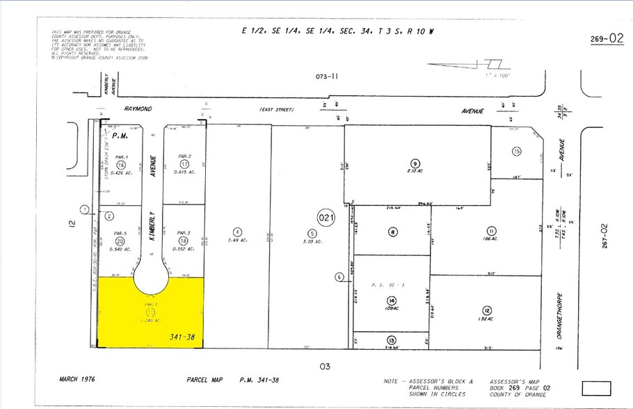 1107 E Kimberly Ave, Anaheim, CA for lease - Plat Map - Image 3 of 3