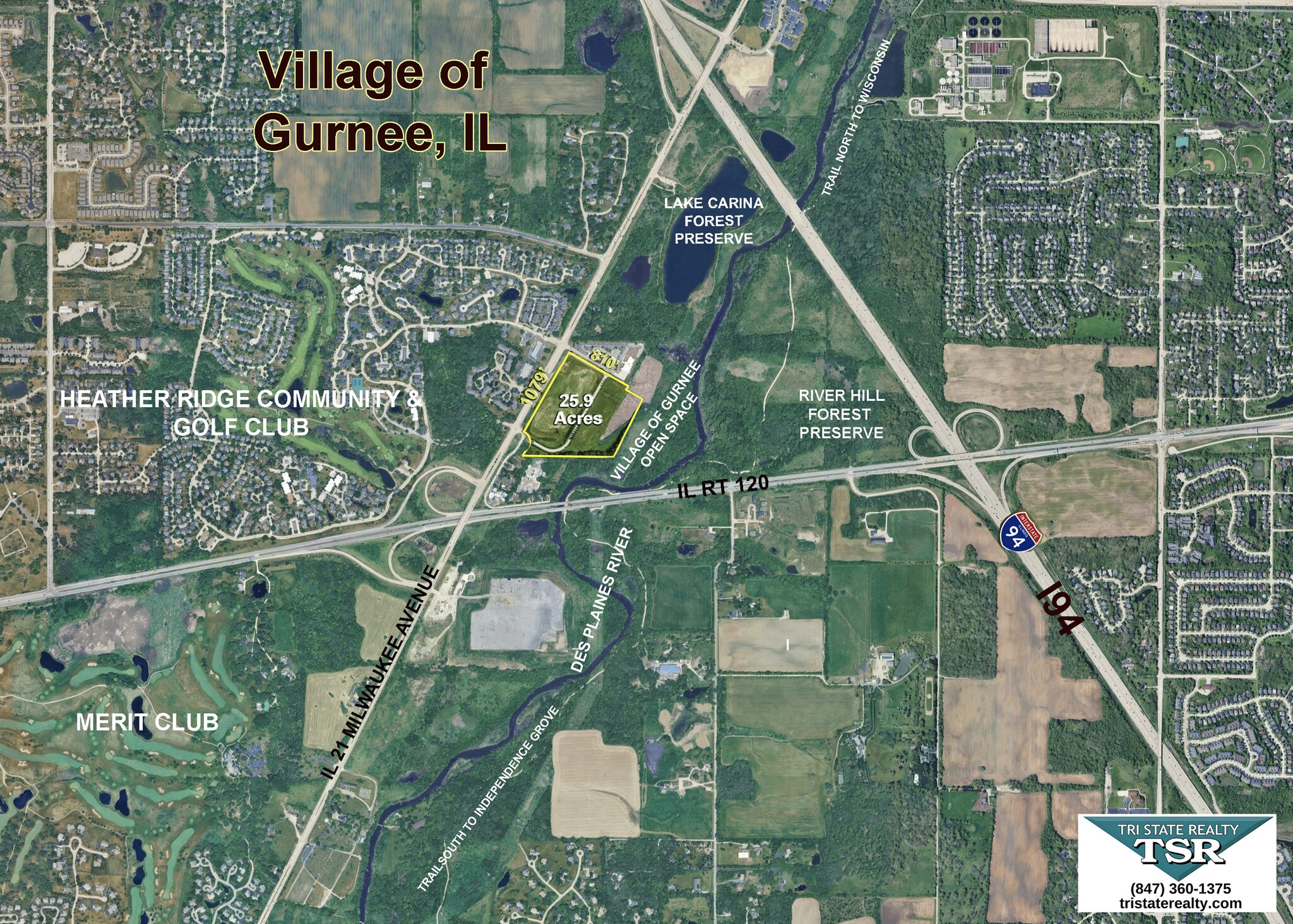 Milwaukee Ave, Gurnee, IL for sale Aerial- Image 1 of 1