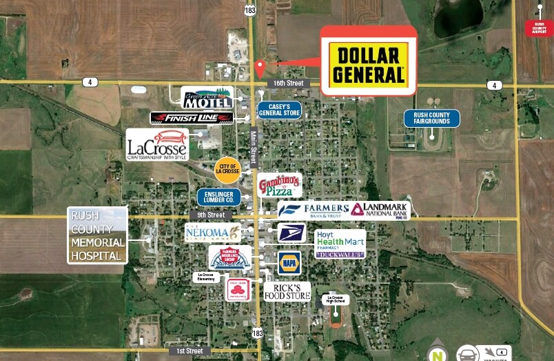 1515 Main St, La Crosse, KS for sale Aerial- Image 1 of 1