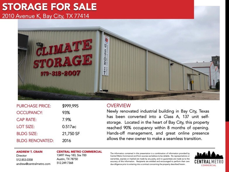 2010 Avenue K Bay City Tx 77414 Self Storage Property