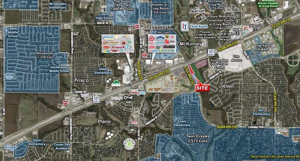 SEC of Exchange Pkwy & SH 121, Allen, TX for lease - Aerial - Image 2 of 4