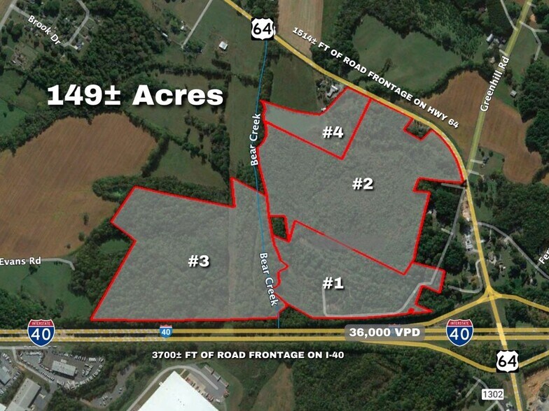 222 Shuler Rd, Mocksville, NC 27028 149± Acres HWY 64, I40 frontage, SEWER, Exit