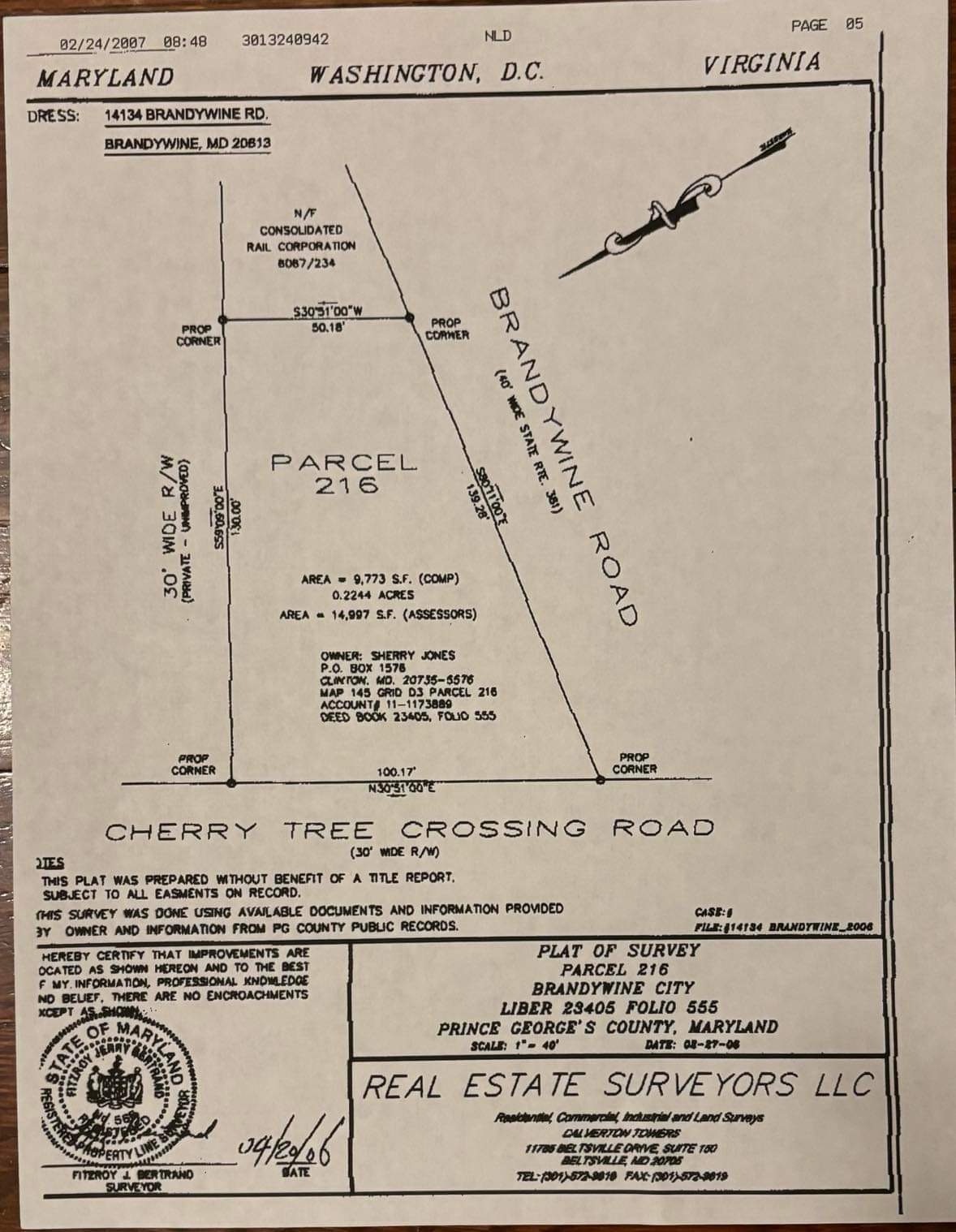 14133 Brandywine Rd, Brandywine, MD for sale Plat Map- Image 1 of 2