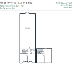 1012 Brioso Dr, Costa Mesa, CA for lease Floor Plan- Image 1 of 1