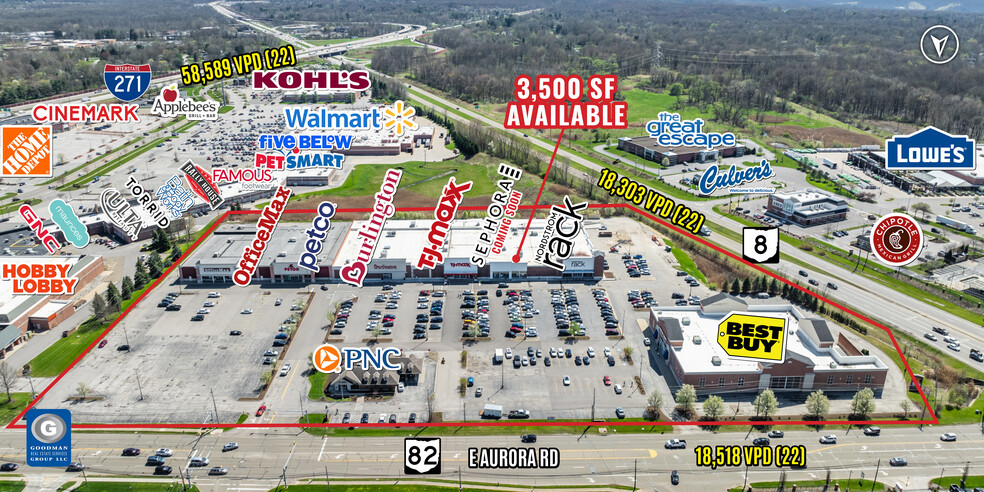 496-524 E Aurora Rd, Macedonia, OH for lease - Aerial - Image 1 of 7