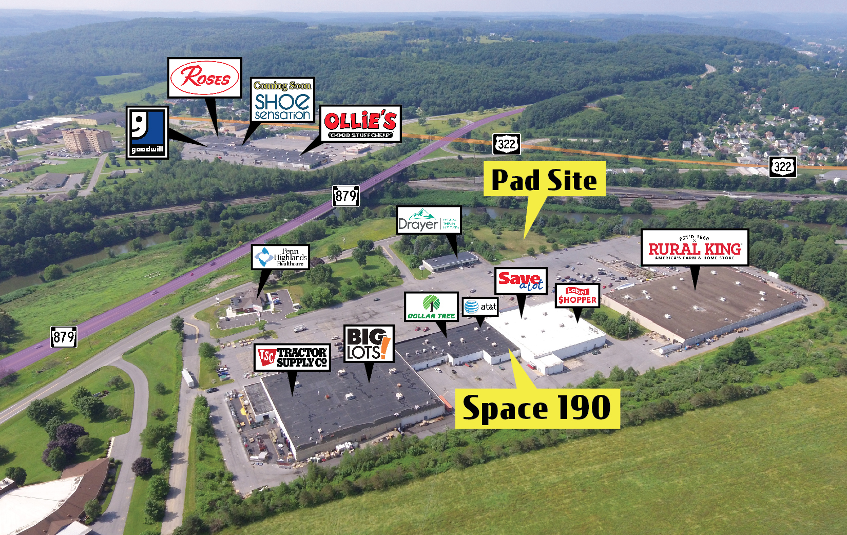 1682-1900 River Rd, Clearfield, PA for lease Aerial- Image 1 of 7