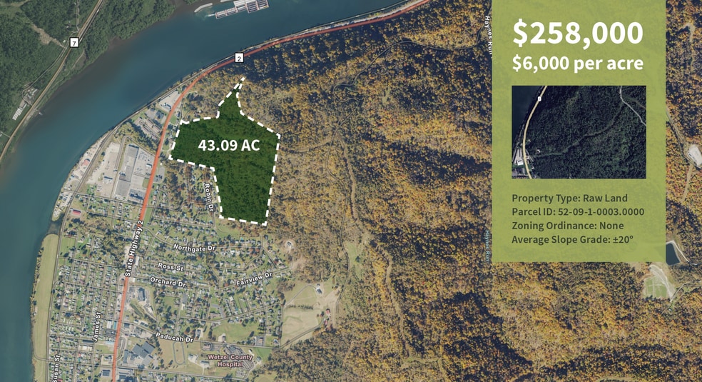 State Route 2, New Martinsville, WV for sale - Aerial - Image 1 of 4