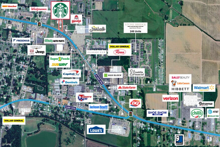 Veterans Memorial Drive & Odea Street, Abbeville, LA for sale - Aerial - Image 2 of 4