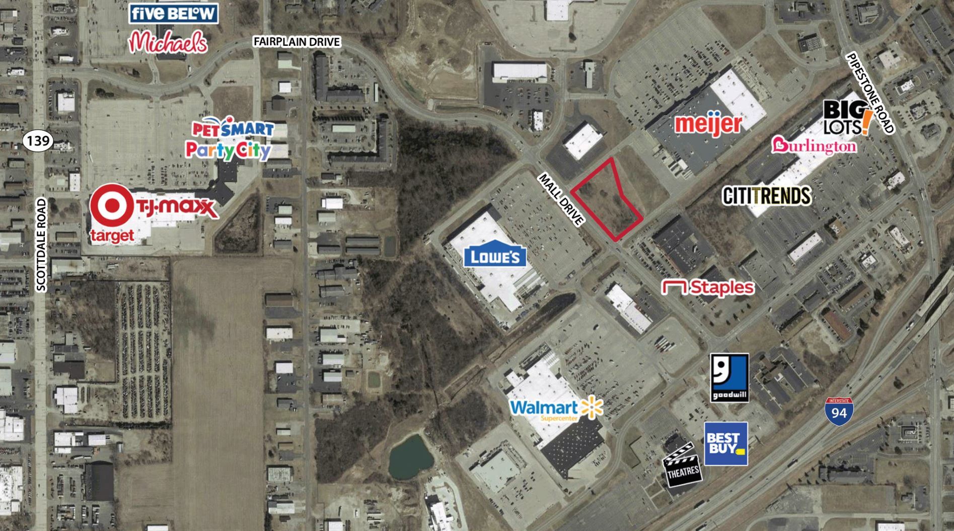 1295 Mall Dr, Benton Harbor, MI for lease Aerial- Image 1 of 2