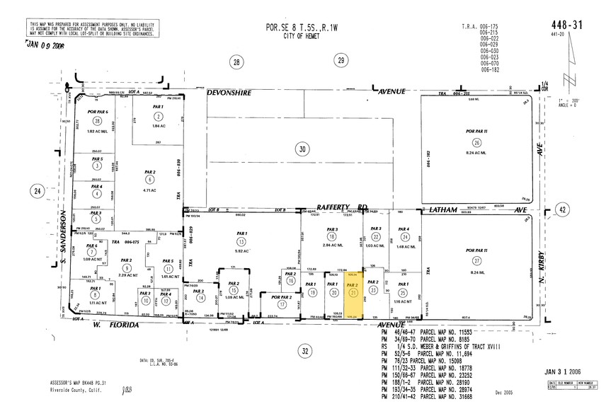 2880 W Florida Ave, Hemet, CA for lease - Plat Map - Image 2 of 2