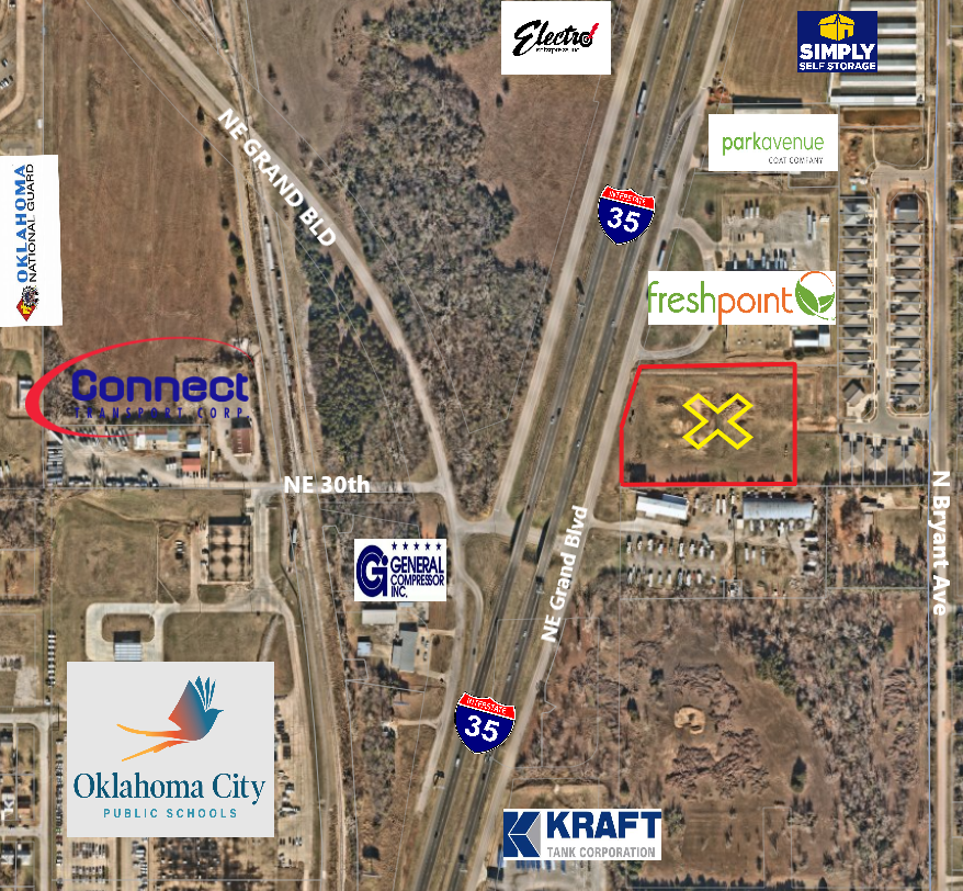 NE 30th & Service Rd, Oklahoma City, OK for lease Aerial- Image 1 of 3