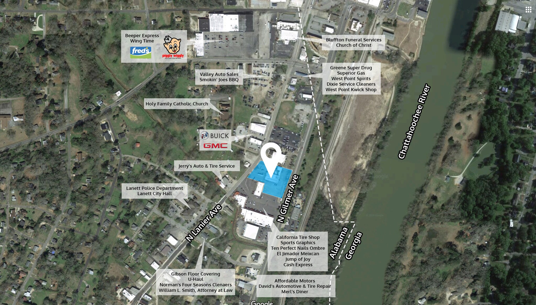 421 N Gilmer Ave, Lanett, AL for sale Aerial- Image 1 of 1