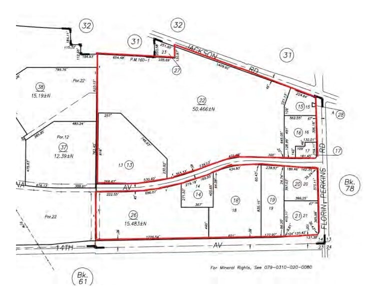 SE Corner of Jackson Rd and Florin Perkins Rd Rd, Sacramento, CA for sale - Plat Map - Image 2 of 3