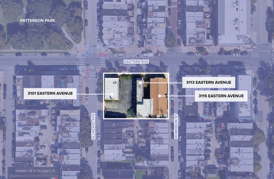 Corner Lot Canton 3101-3115 Eastern Ave portfolio of 3 properties for sale on LoopNet.com - Aerial - Image 3 of 7