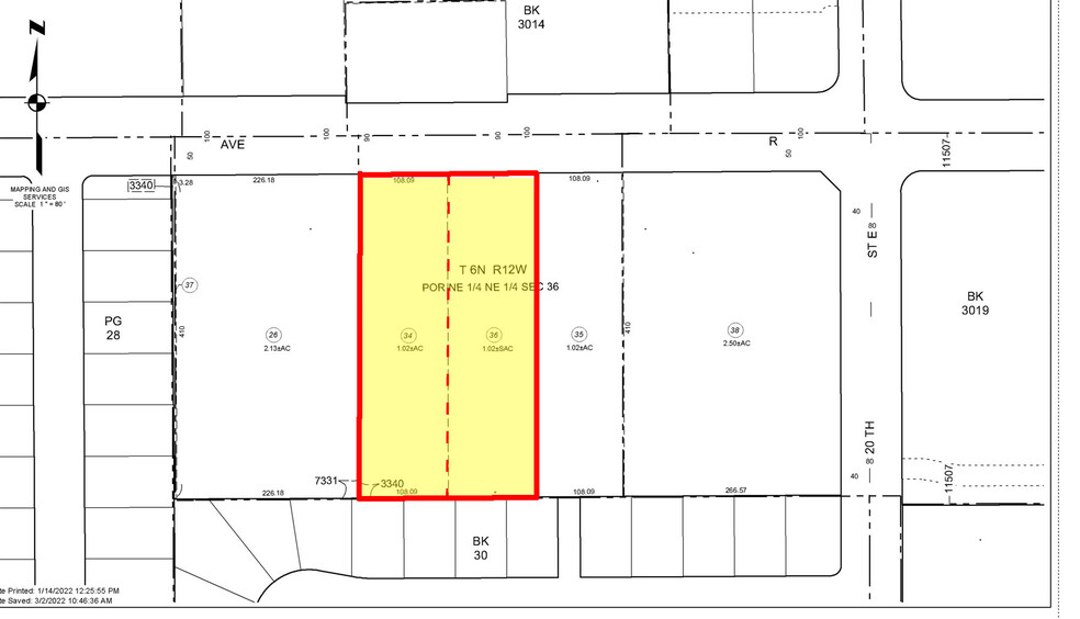 Avenue R near 20th St East, Palmdale, CA for sale - Plat Map - Image 3 of 3