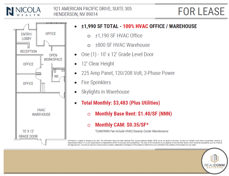 901 American Pacific Dr, Henderson, NV for lease - Floor Plan - Image 3 of 5