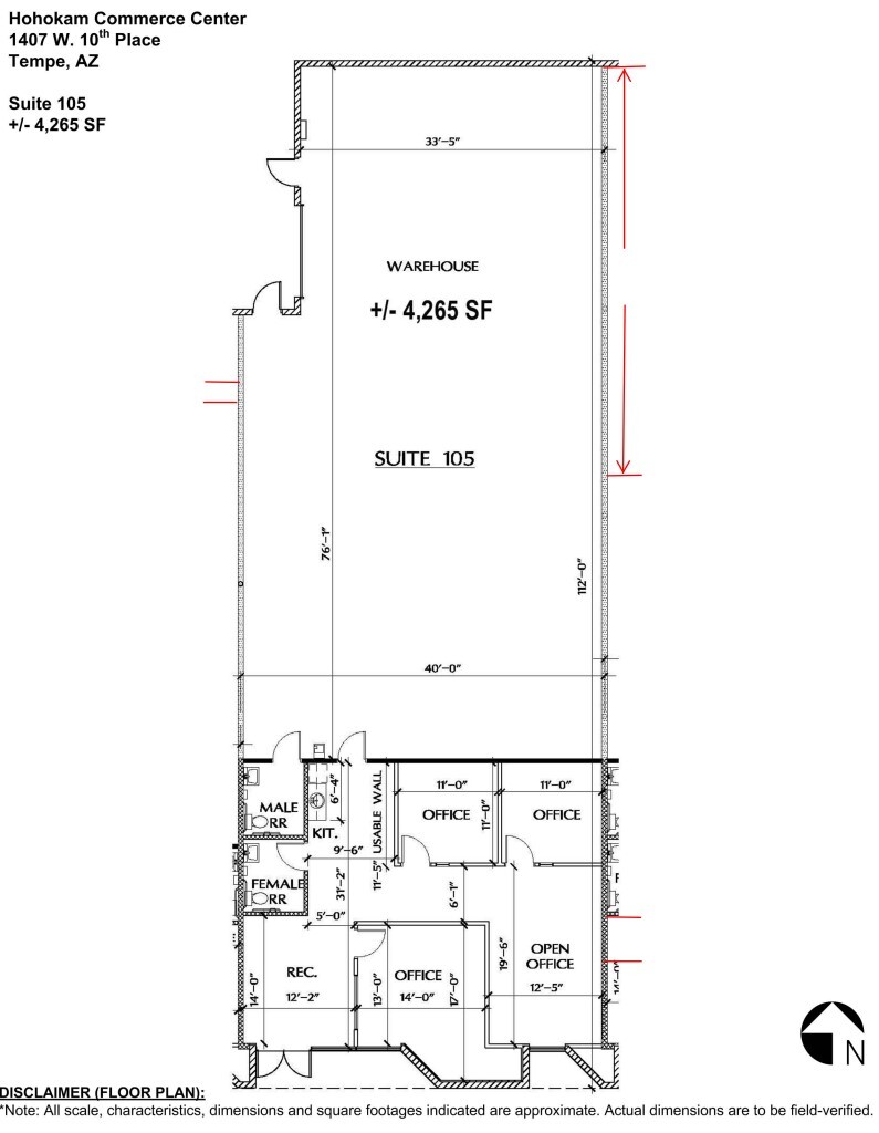 1407 W 10th Pl, Tempe, AZ for lease Floor Plan- Image 1 of 1