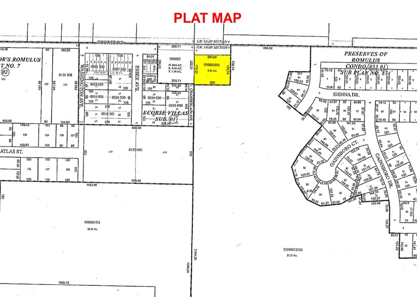 East Of 35007 Ecorse Rd, Romulus, MI for sale - Plat Map - Image 2 of 5