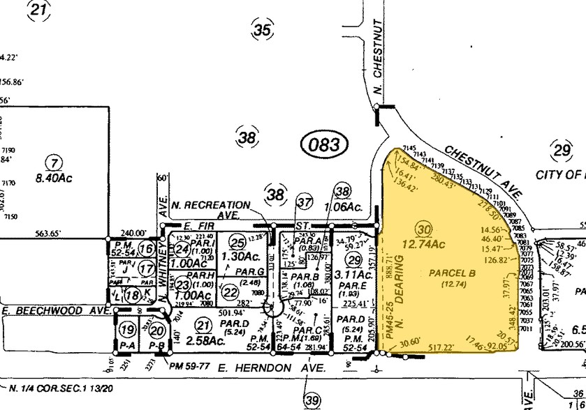 7025 N Chestnut Ave, Fresno, CA for lease - Plat Map - Image 3 of 6