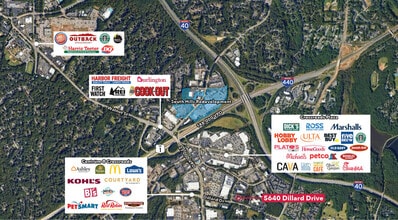 5640 Dillard Dr, Cary, NC - AERIAL  map view