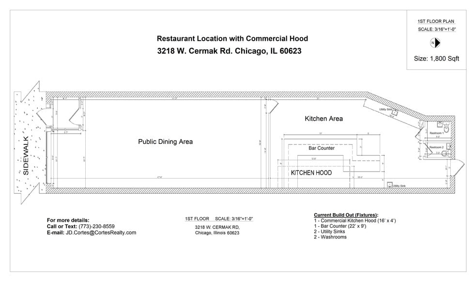 3218 W Cermak Rd, Chicago, IL for lease - 3218 W. Cermak Rd. Restaurant (Floor Plan) - Image 1 of 2
