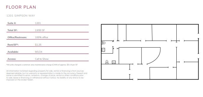 1291 Simpson Way, Escondido, CA for lease Floor Plan- Image 1 of 2