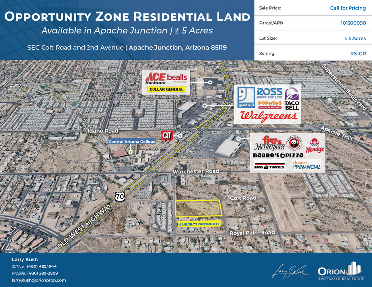 Colt Rd & 2nd Ave, Apache Junction, AZ for sale - Aerial - Image 1 of 5