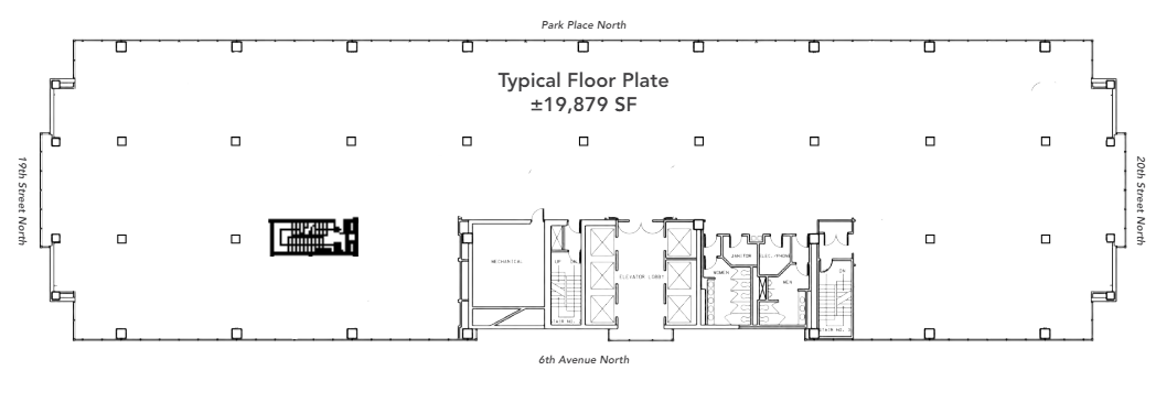 2001 Park Pl, Birmingham, AL for lease Typical Floor Plan- Image 1 of 2