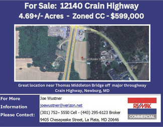 More details for 12140 Robert S. Crain Hwy, Newburg, MD - Land for Sale