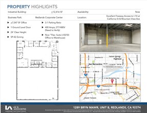 1115 Research Dr, Redlands, CA for lease Floor Plan- Image 1 of 2